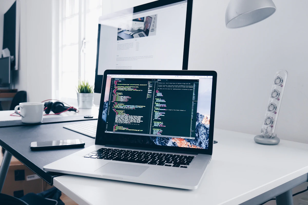 Workstation with code editor ready for development