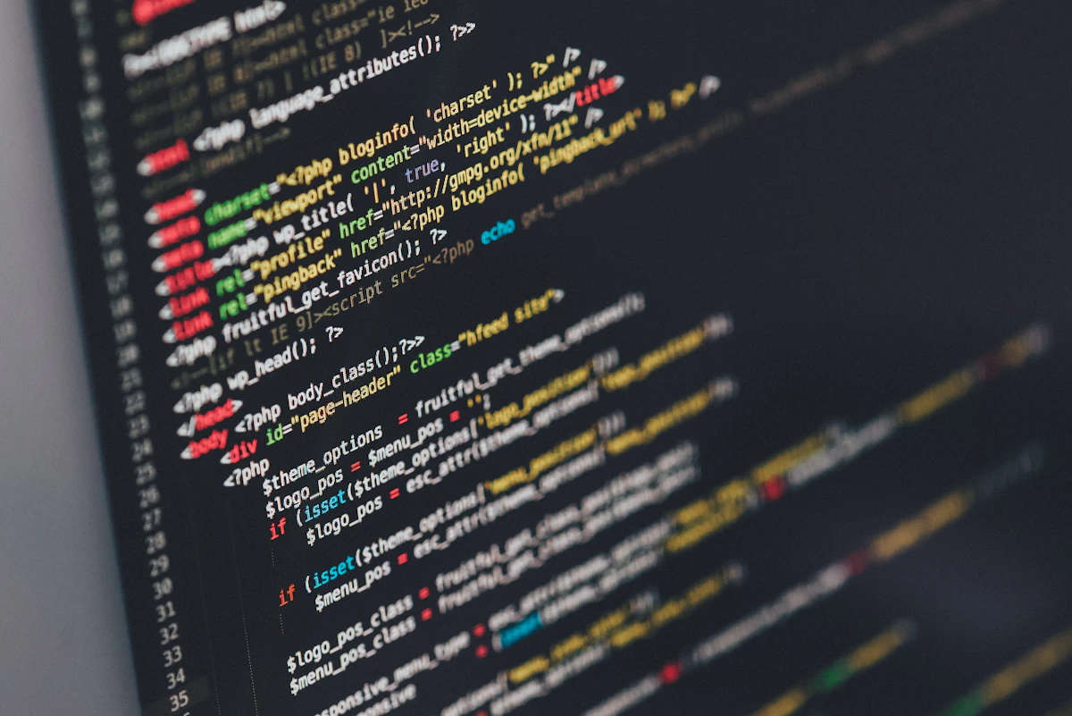 Outdated website code on a monitor